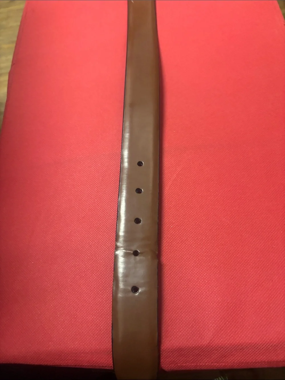 Kenneth Cole brown coated leather Belt with Embossed Logo